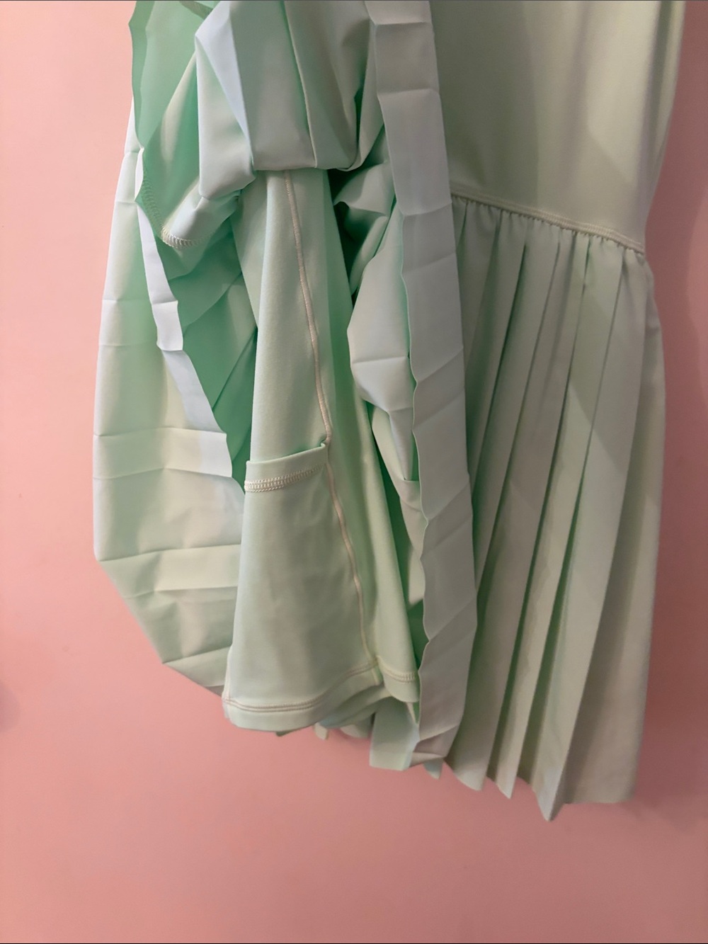 Neon Mint Green Pleated Skater dress - Picture 6 of 7